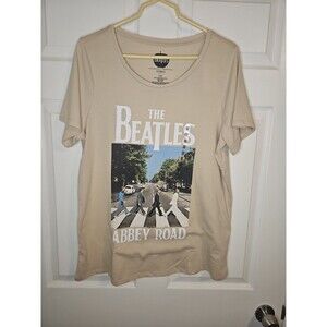 NWT The Beatles Short Sleeve Tan T-Shirt Abbey Road Women's Plus Size 0X NEW XL
